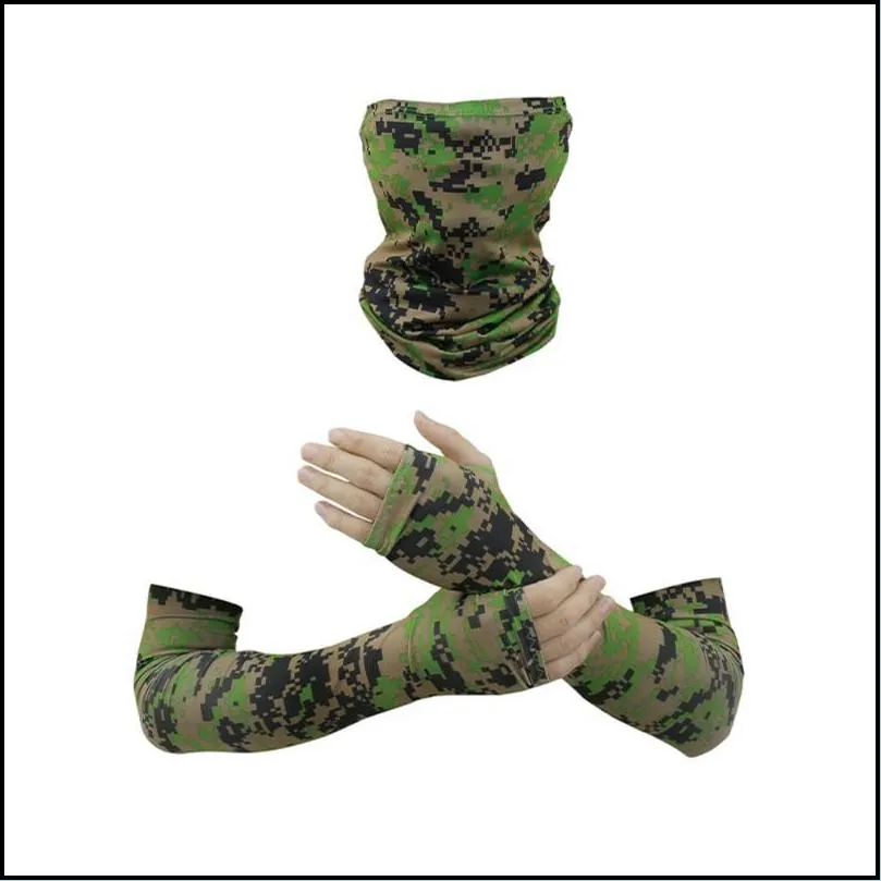 Cycling Caps & Masks 3pcs/Set Multicolor Bib Sleeves Camouflage Bandana Elastic Neck Scarf Sun Army Hunting Hiking Camping Tactical