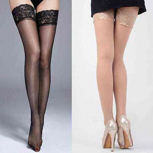 Huge Elastic Women's Stocking Sexy Lace Top Floral Silicon Strap Anti-skid Thigh Nightclub hot Apparel High Stockings women Y1119