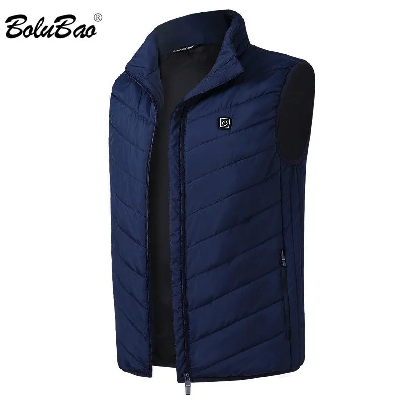 Bolubao Mode Märke Men Uppvärmning Vest Coats Vinter Män Casual Cotton Vest Jacka Toppar Smart USB Laddning Vest Coat Man 210518