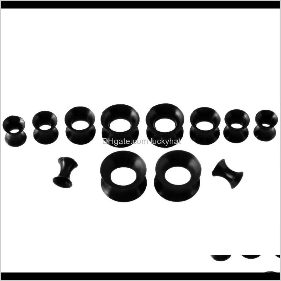 Kaş 30 adetgrup Siyah Akrilik Kafırlı Şile Tünelleri Fiş Ölçer Seti Kulak Genişletici Sedye Set Vücut Piercing Takı KV9WJ T5F9W