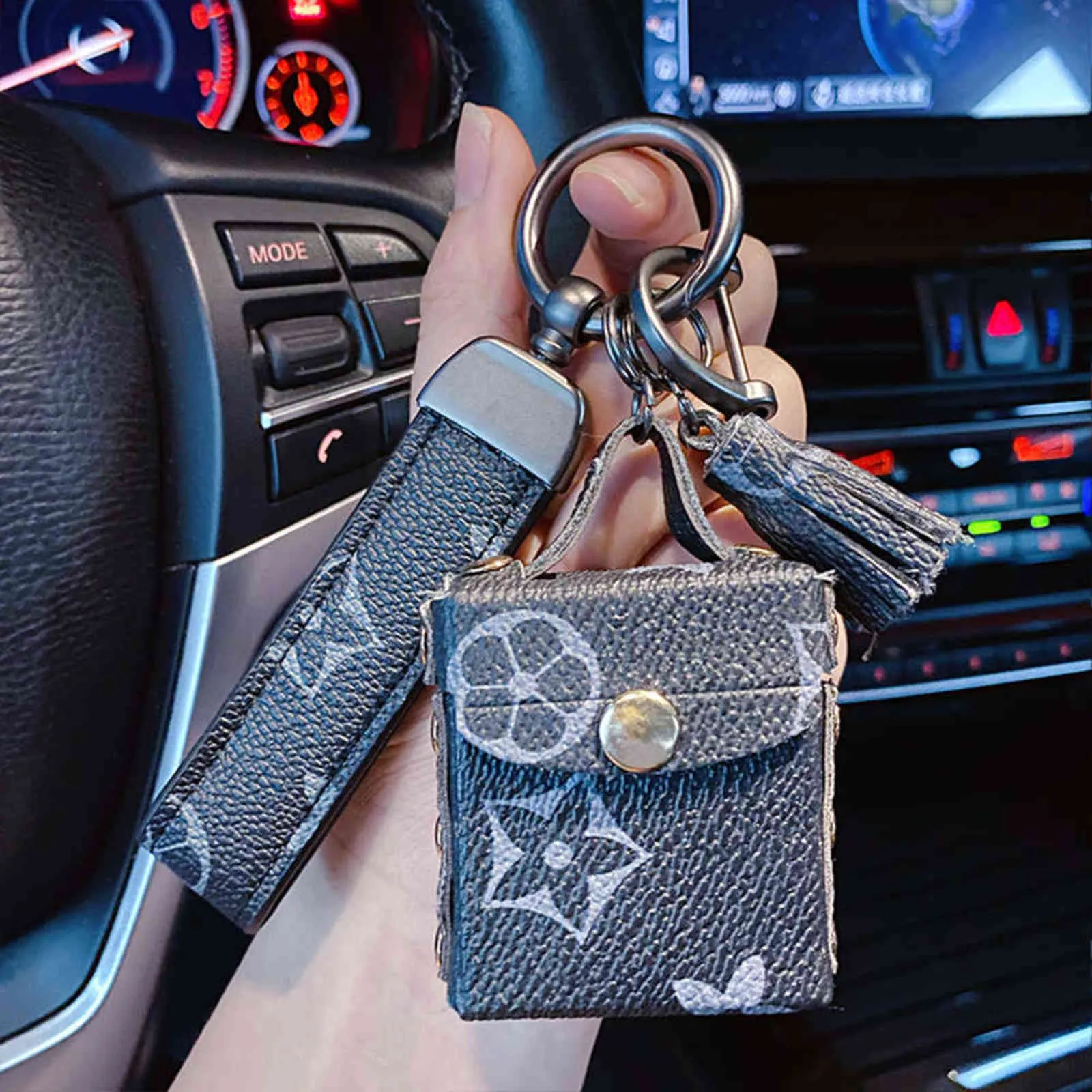 Porte-clés de voiture bracelet en cuir de créateur de luxe pour