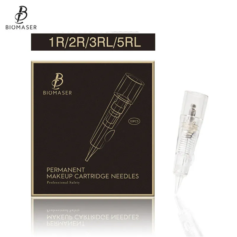 Biomaser Professional Permanent Makeup Cartridge Nålar 1R/2R/3RL/5RL Engångssteriliserad tatueringspenna Maskinnålar Tips