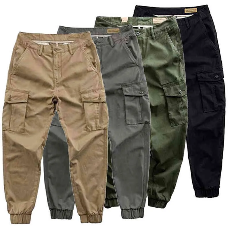 Mens Pants Cargo Trousers Spring and Autumn Casual Lightweight Pants Streetwear Breathable Long Trousers Korean Fashion 2021 H1223