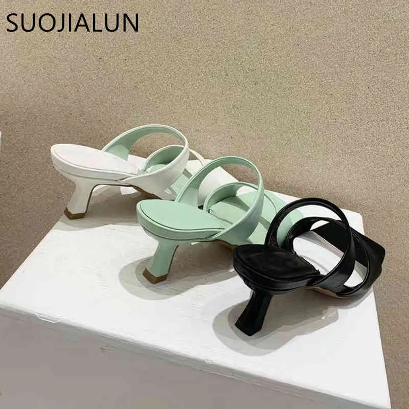 suojialun 2021新しいブランドの女性のスリッパ薄い夏の屋外のビーチサンダルの靴のレディースエレガントなぞきつま先スライドフリップフロップK78