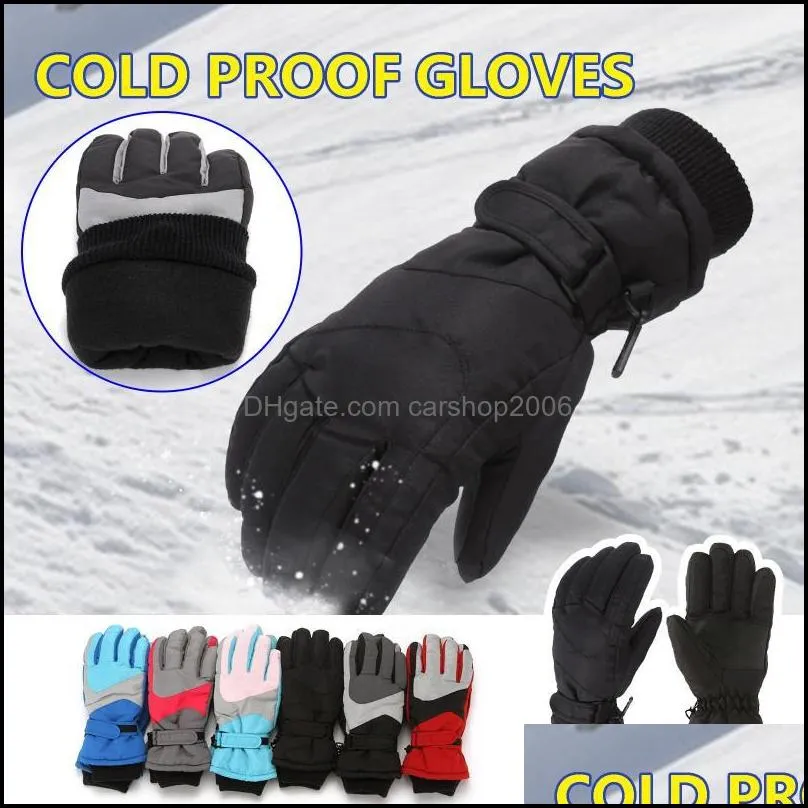 Five Fingers Gloves Winter For Kids Boys Girls Snow Windproof Waterproof Mittens Outdoor Sports Skiing Finger Glove 2021