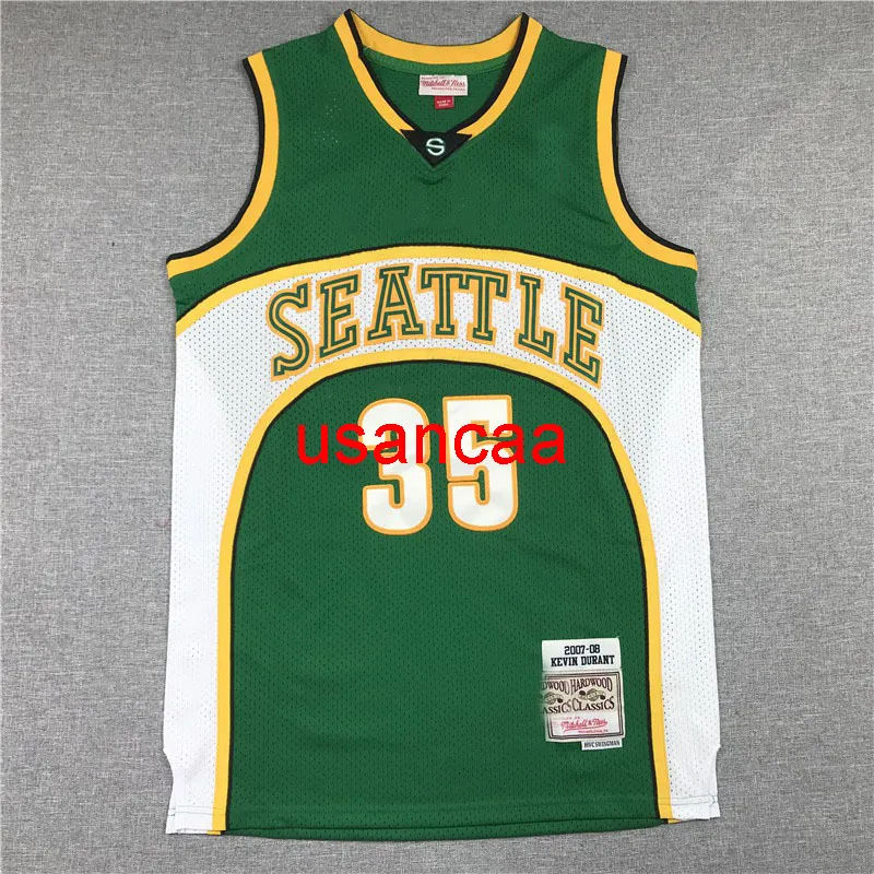 All embroidery No.35 Durant retro green basketball jersey Customize men's women youth add any number name XS-5XL 6XL Vest