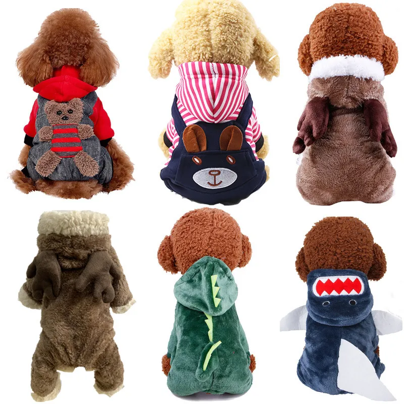 19 Color Cute Cartoon Dog Apparel Turned Small Dogs Clothes Winter Warm Transformed Hoodies Four Legs Clothing Hoodie Cosplay Pet Coat Jacket Christmas Costume A123