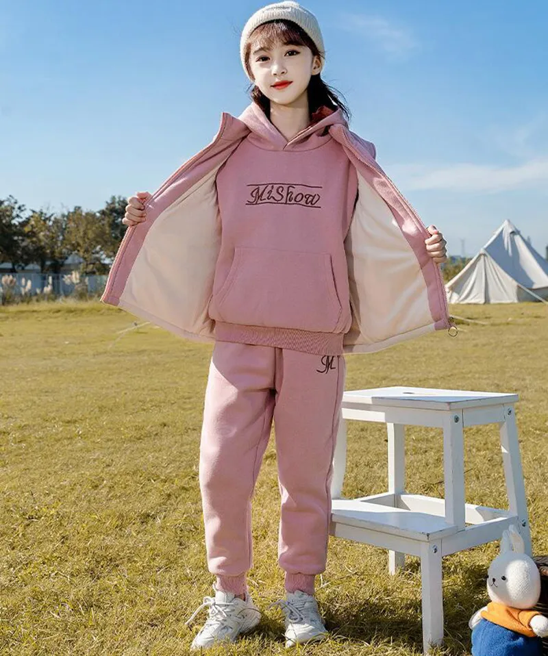 Baby Girl Clothes Warm Winter Hoodie Vest+Sweater+Pant Sets Cotton Long Sleeve Sport Suits Designer Kid Clothing BT6765