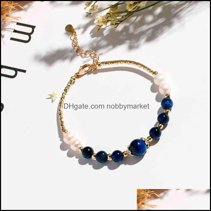 Weiyi Red Blue Tiger Eye Crystal Bracelet personality female Pearl transfer gift to girlfriend and best friend