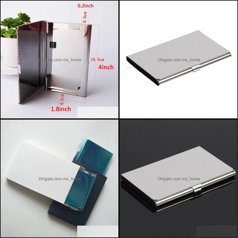 Business Card Box Credit ID Card Contact Case Holder Aluminum Business Cards Holder Cards Files Aluminum Silver Color VT0205