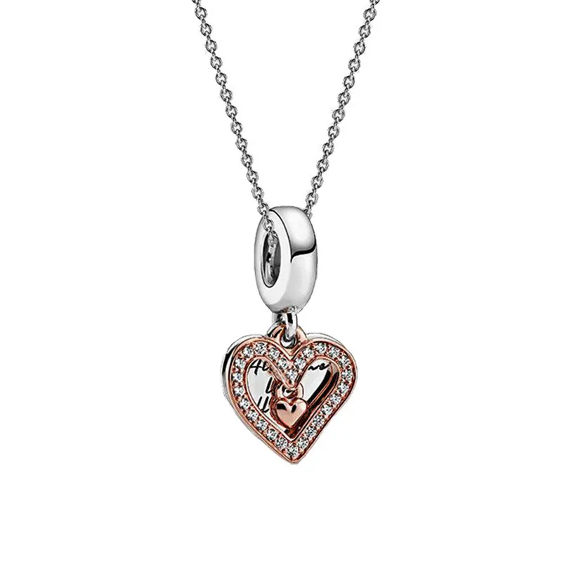 Bijoux de créateurs de luxe Colliers pendentif coeur amour fit pendentifs pandora Collier en argent sterling 925 pour femmes avec boîte-cadeau