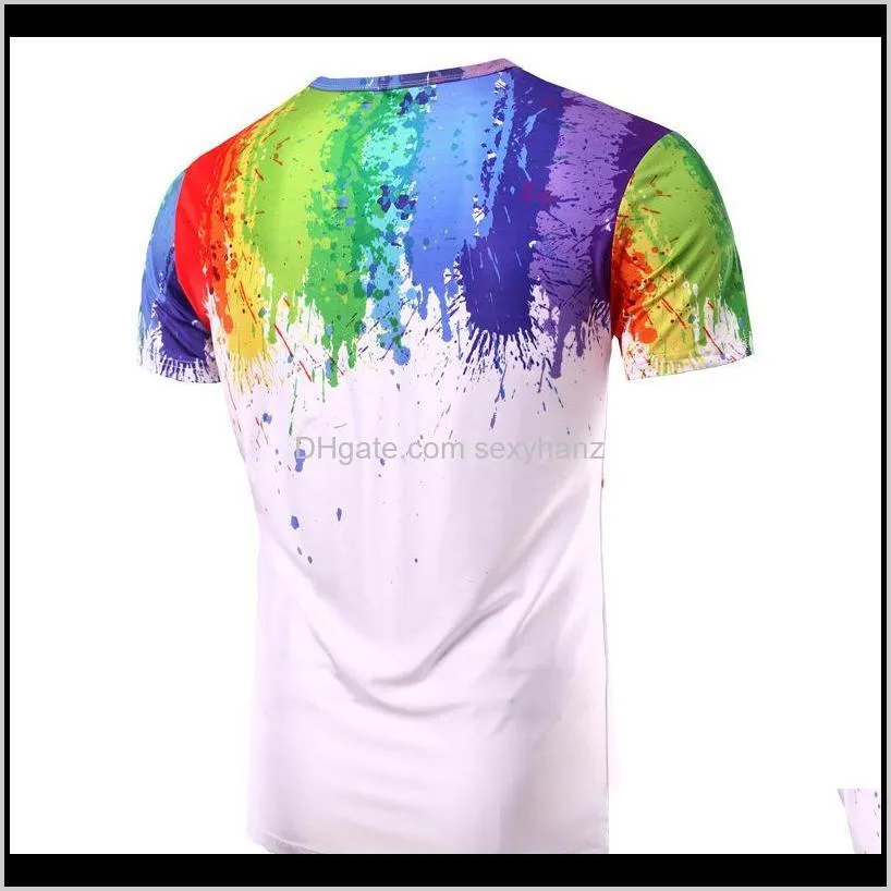 summer new style fashion paint splattered ink 3d printed men short-sleeved round collar t-shirt m-2xl