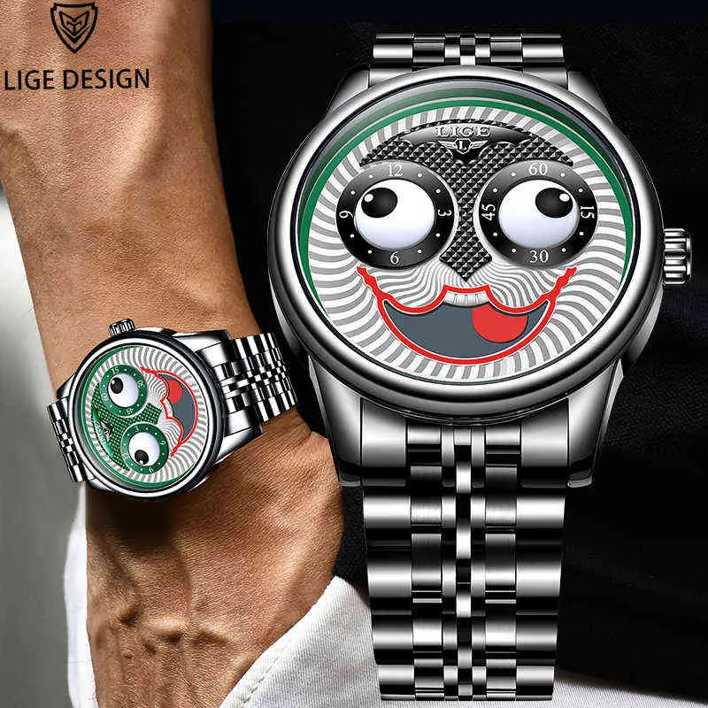 2021 Lige Top Luxury Automatic Mechanical Men's Watch Ny design Personlighet Fashion Watch Mäns Rostfritt Stål Armbandsur + Box Q0902