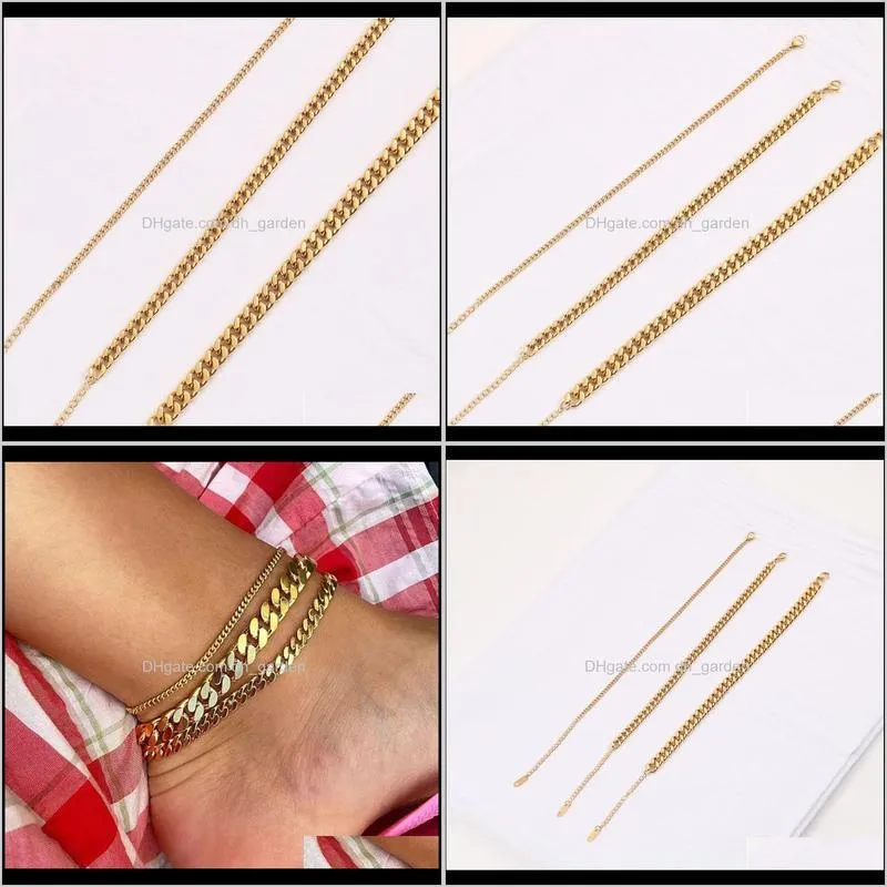 hot selling women boho jewelry designs summer chunky gold plated cuban anklet cuban link anklet