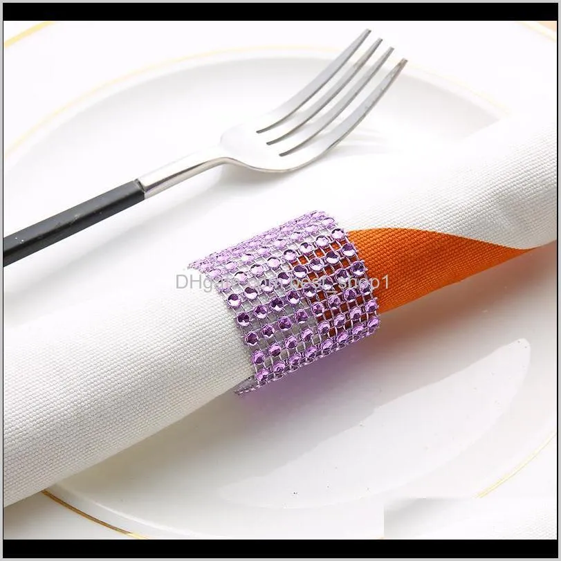 rhineston napkin rings plastic napkin buckle mesh wrap napkin ring serviette holder hotel wedding accessory table decoration vt0317