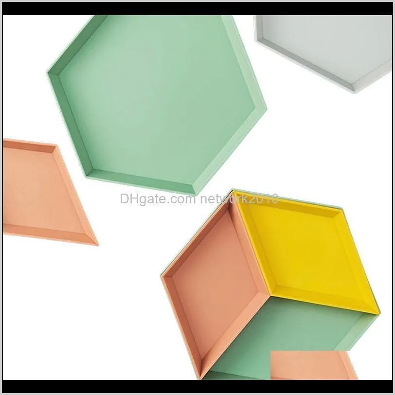 4pcs nordic polygon jewelry display plate desktop combination storage tray geometric diamond hexagonal cake fruit dish plates