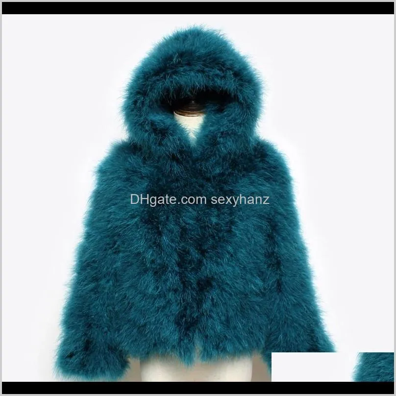 hot sale! 2020 newest lady encryption ostrich fur double hooded jacket coat women warm 100%natural genuine ostrich fur jackets1