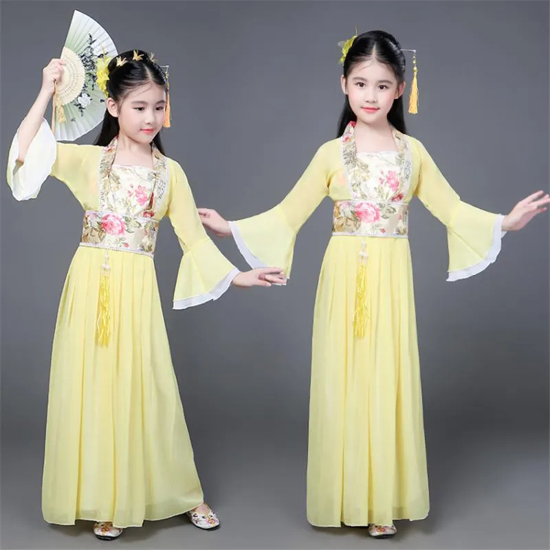 Stage Wear Hanfu Costume tradizionale cinese per bambini Donne Ragazza Abiti da fata Abito popolare Danza antica Bambini Tang Suit