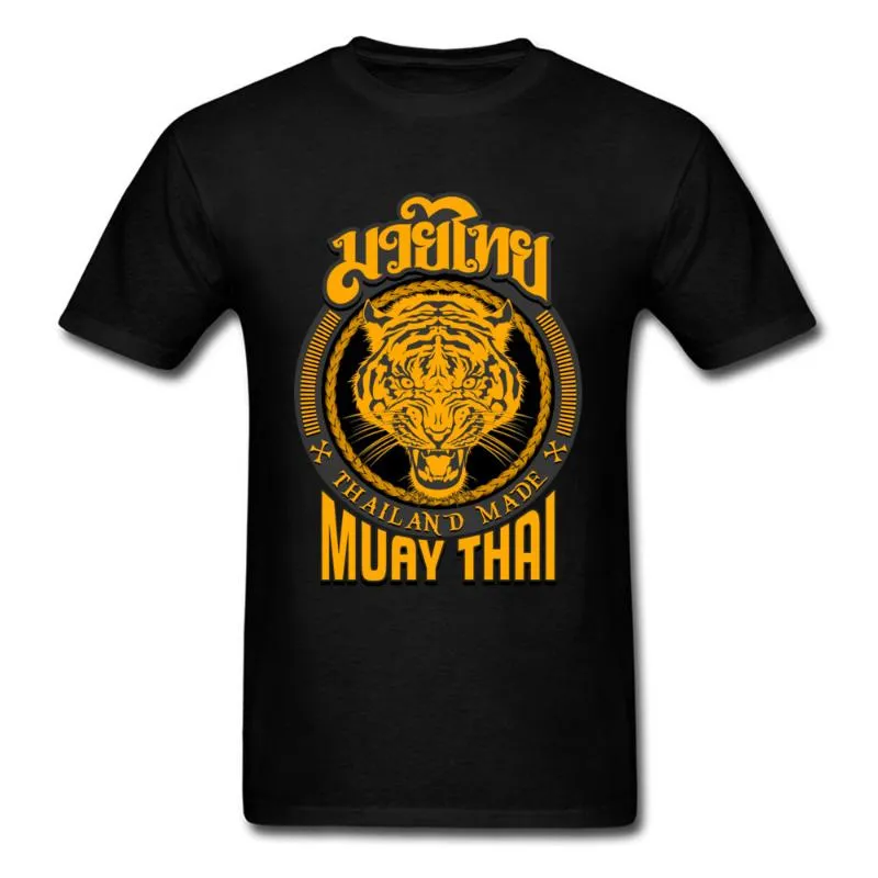 Herren T-Shirts Cool Muay Thai Tiger Thailand T-Shirt für Mann T-shirt Herren Schwarz Kleidung Baumwolle Tees Gruppen Tops Hip Hop Tshirt