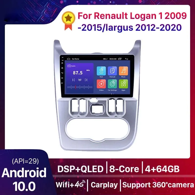 Android 10.0 DSP автомобиль DVD Radio Unit Player GPS стерео для Renault Logan 1 Sandero Lada Largus Largus Dacia Duster 2010-2017