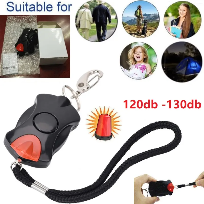 Alarme d'autodéfense 130db pour les personnes âgées Filles Femmes Enfants Sécurité Protéger la sécurité personnelle Scream Loud Keychain avec boîte d'emballage au détail