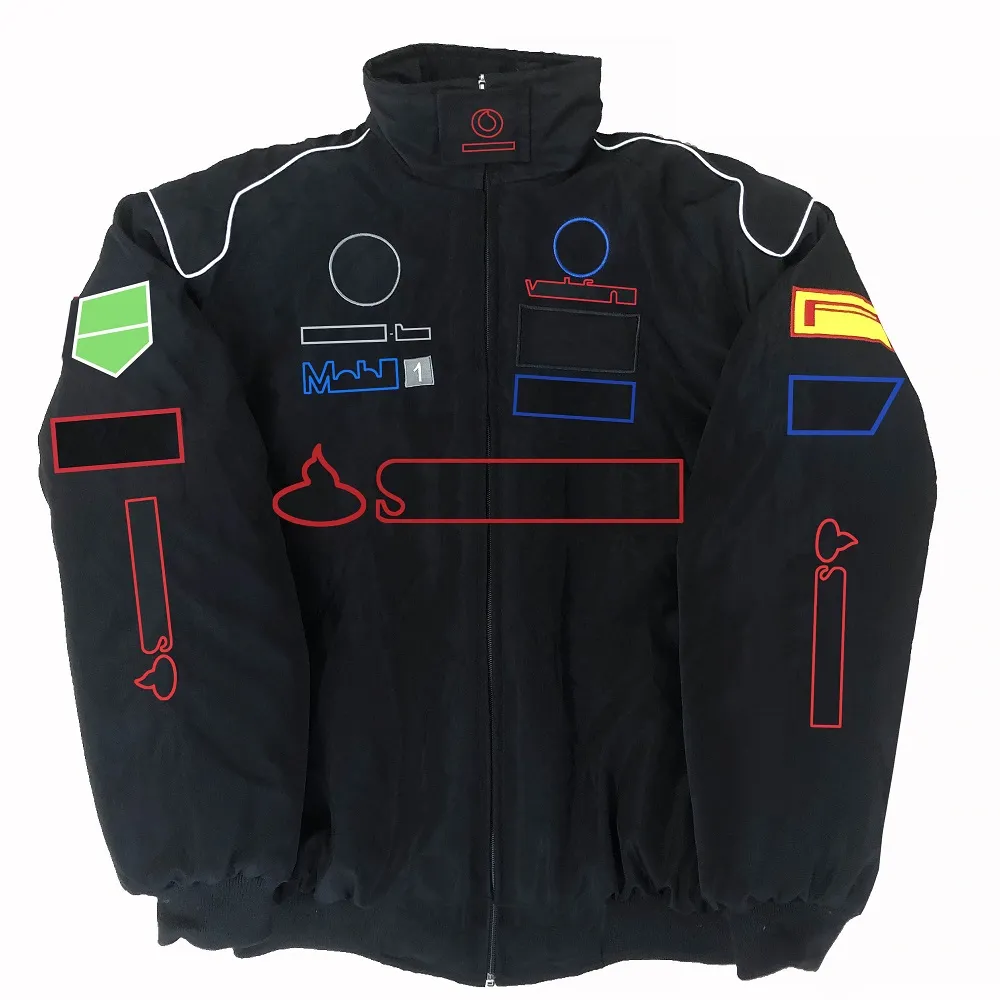 Formula 1 F1 Racing Suit European and American Style College Casual Cotton Jacket Winter Full Embroidery Vintage Motorcycle Jacket253a