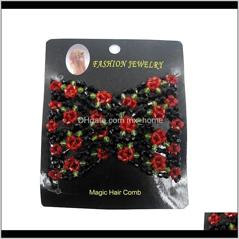 new vintage flower bead hair combs double magic metal comb clip hairpins for women hair accessories gift