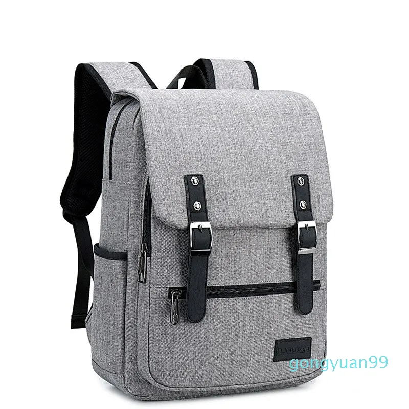 Stylish Canvas Laptop Backpack with USB Charging Port Trendy School Bag for 15 inch Notebook