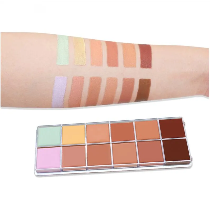 MAQUILLAJE PROFESIONAL Paleta de correctores correctores de 12 colores, Paleta de contorno para esculpir el rostro, Crema de base de 12 colores Vegana Cruelty Free