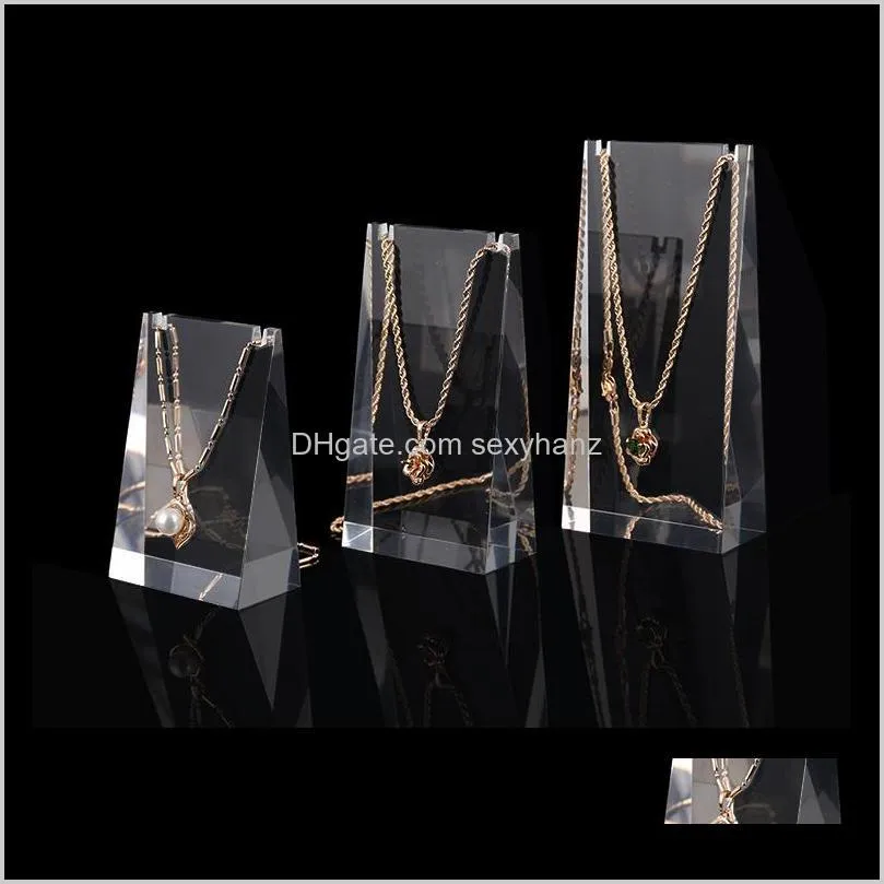 high-grade acrylic display stand earring rack pendant necklace holder triangle block three-piece