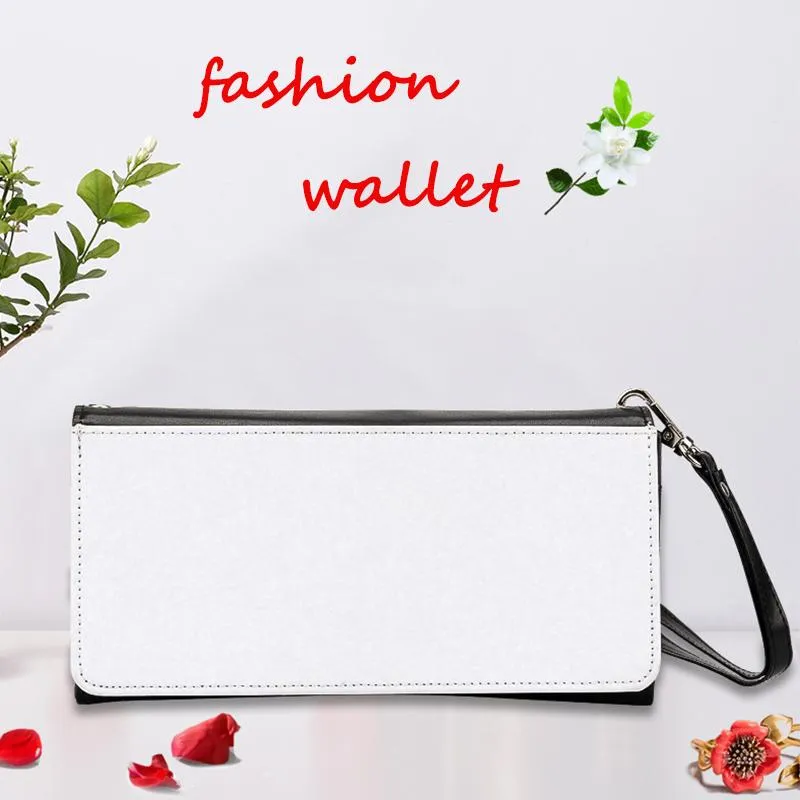 Sublimation Blank Ladies Wallet Bags PU Leather Long Bank Card Holder Black White Styles Passport Holders Fashion Gifts