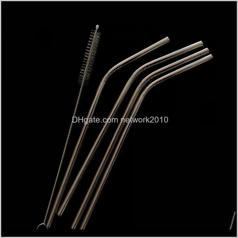 reusable metal straw set stainless steel straw set with cleaning brush linen bag packing 4+1 combination