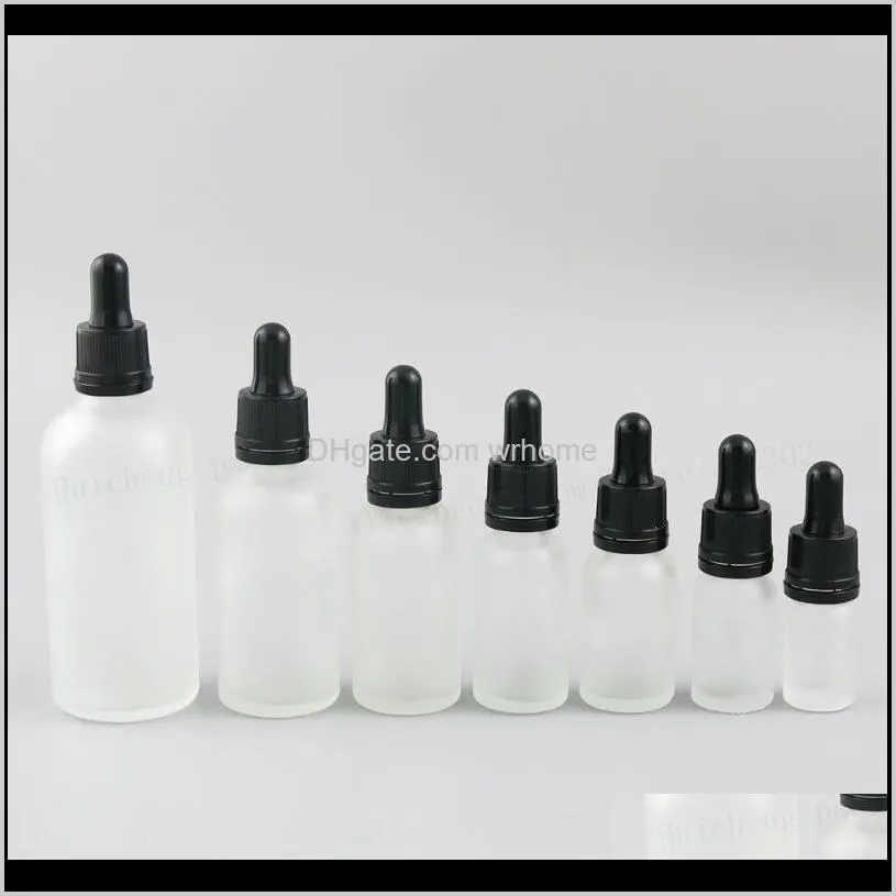 empty refillable frost glass e-liquid dropper bottles oil piepette container 5ml 10ml 20ml 30ml 50ml 100ml storage & jars