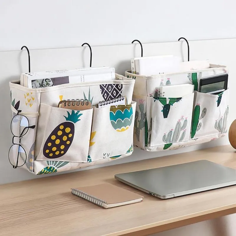 Storage Bags Bedside Bag Hanging Organizer Multi-Pocket Holder Dormitory Bed Bunk Canvas Bedroom Bathroom Pouch