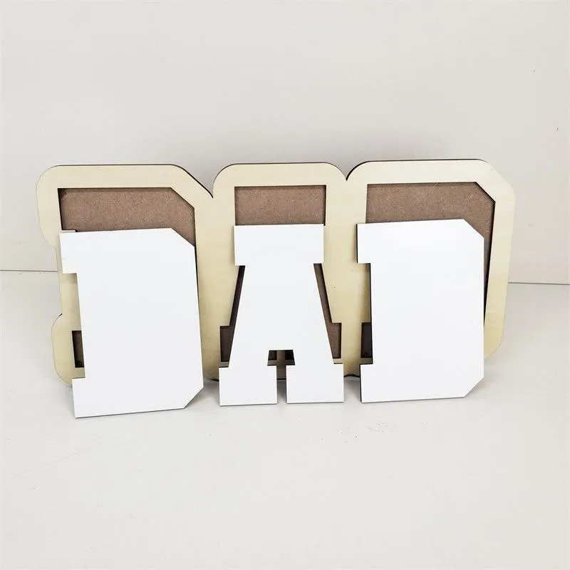Sublimation Blank DAD Photo Frame Father`s Day Gift Heat Transfer MDF Album Creative DIY Crafts Birthday Gifts Supplies