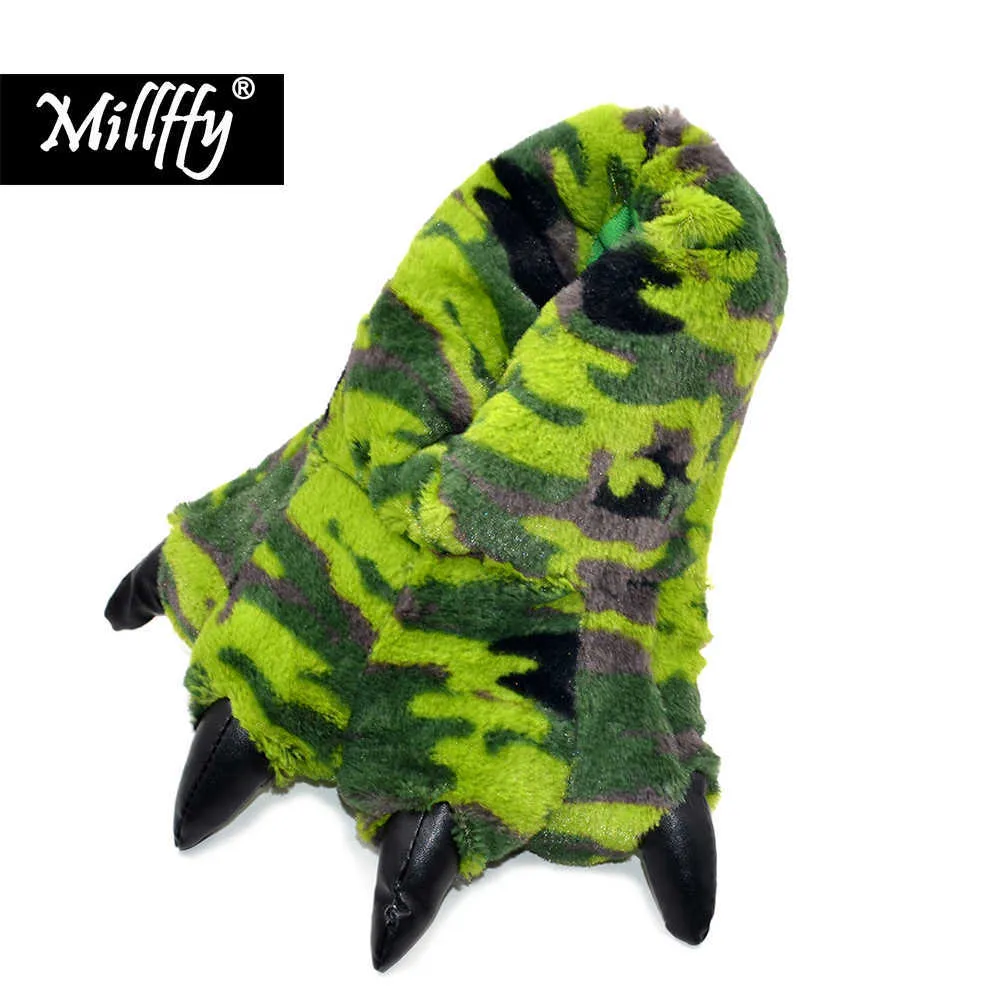 Millffy Roliga tofflor Grizzly Bear Stuffed Animal Claw Paw Slippers Toddlers Kostym Skor Y0406