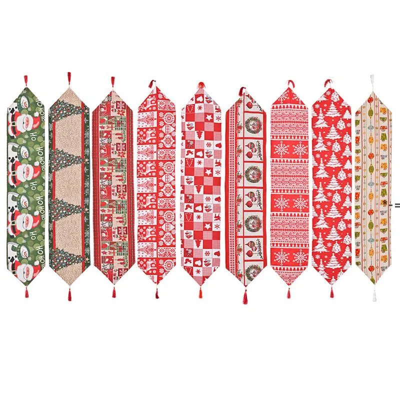 NOUVEAUChemin de Table en Tissu de Noël 180*35 cm Décorations de Tables de Cuisine Joyeux Noël LLD11246