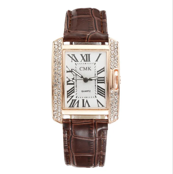 Dazzling cwp Temperament Atmosphere Womens Watches Diamond Bezel Quartz Female Watch Leather Strap Ladies Wristwatches Muliticolour Optional