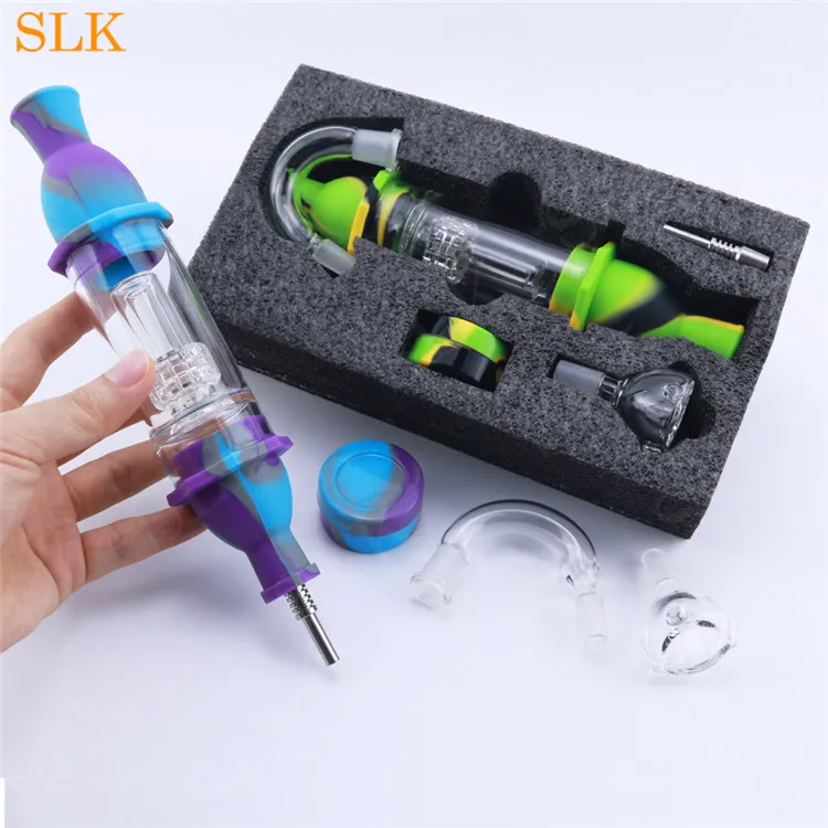 Siliconen rookpijp set met glazen bubbler rookfilter siliconen bongs wascontainer titanium nagels glazen kom en adapter rookaccessoires kit dhl gratis