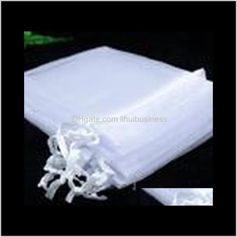 15x20cm 100pcs white color jewelry package drawstring jewelry bags large drawstring pouches organza gift bags for wedding party