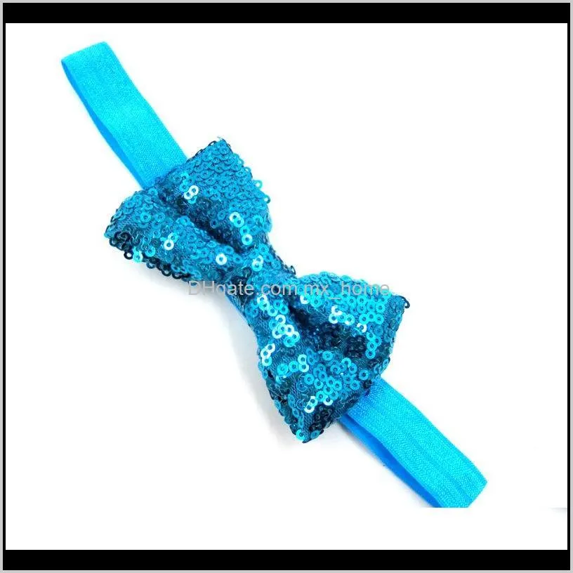 hot sale new infant baby girls shiny sequin bow headbands knot toddler spring stretchy hairwrap children`s princess hair accessories