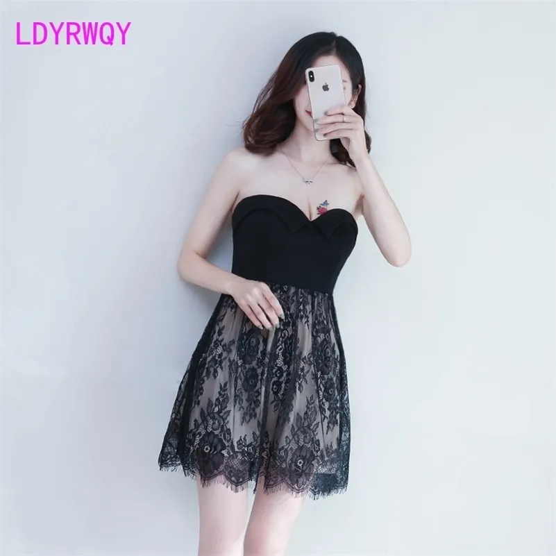 autumn Japanese style nightclub sexy lace low-cut bar wrapped chest dress Sleeveless Zippers 210416