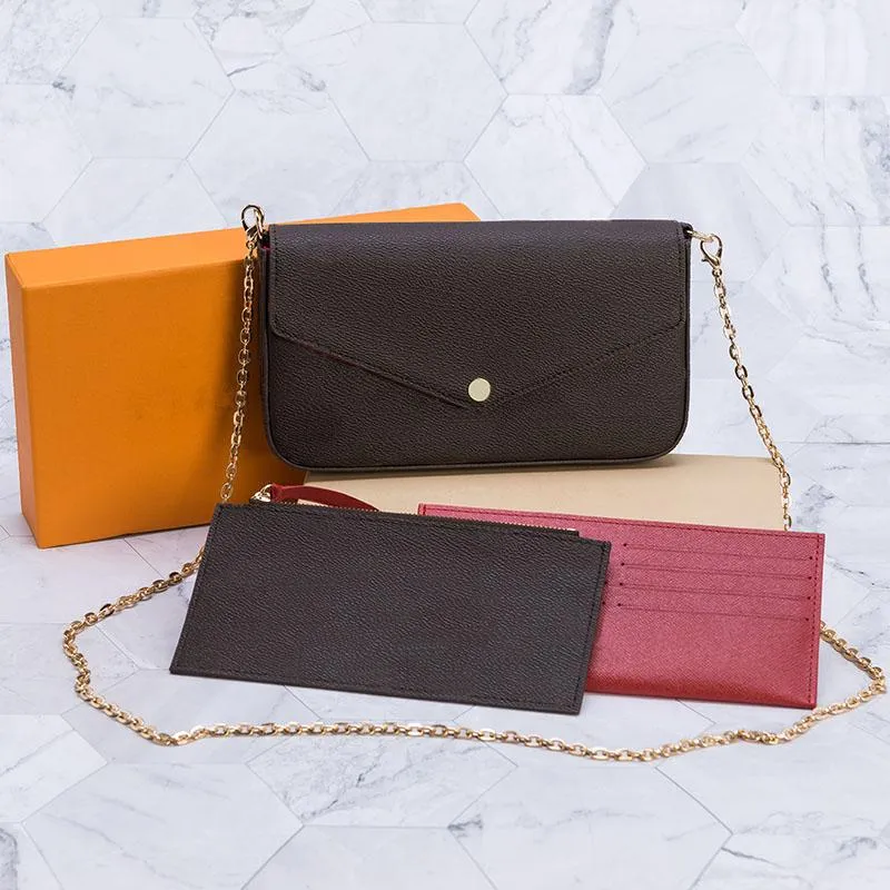 3 点セットデザイナー女性バッグ最高品質のクロスボディバッグ財布バックパックハンドバッグ財布カードホルダーショルダーチェーントートボックス付き
