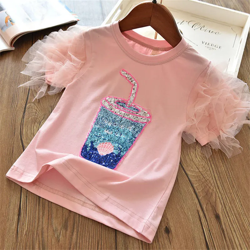 T-shirt de patchwork nova marca meninas animais unicornio roupas roupas desenhos animados crianças desgaste de aniversário de crianças 20220225 Q2