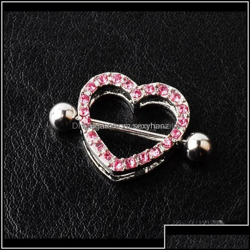 Navel & Bell Rings Drop Delivery 2021 D0942 ( 3 Colors ) People Style Heart Nipple Ring Belly Button Body Piercing Jewelry Dangle
