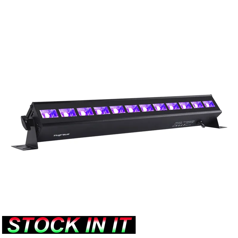 IT Stock 12 LED Black Light 36W UV Bar Blacklight Glow in The Dark Party Supplies Fixtures for Christmas Birthday Wedding Stage Lighting Body Paint