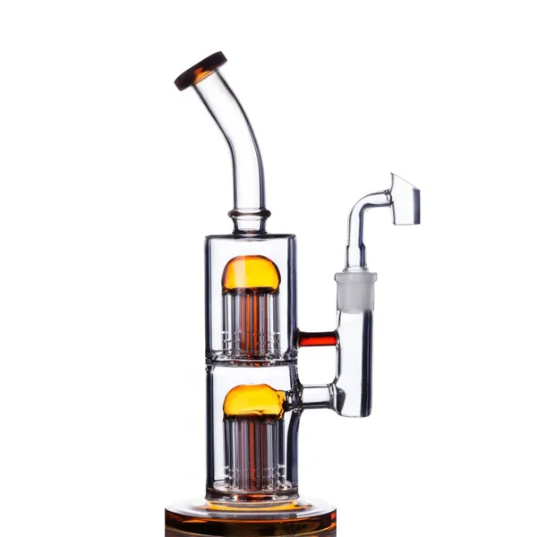 Rökning Hookah Glas Vattenrör Arm Träd Perc 14mm Banger Recycler Bongs Tube Bong