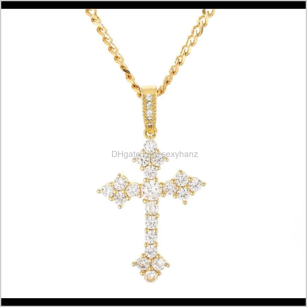 hip hop cross pendant necklace micro pave cz stones men jewelry christmas gift with cuban chain or tennis chain