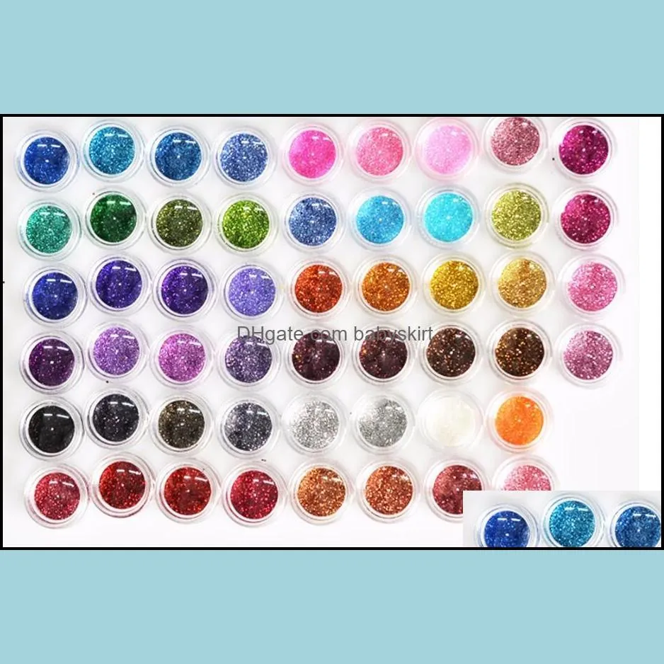 60pcs Different Colors Nail Glitter Dust 3D Nail Art Decoration Acrylic UV Gem Polish Nail Art Tools Set NJ151