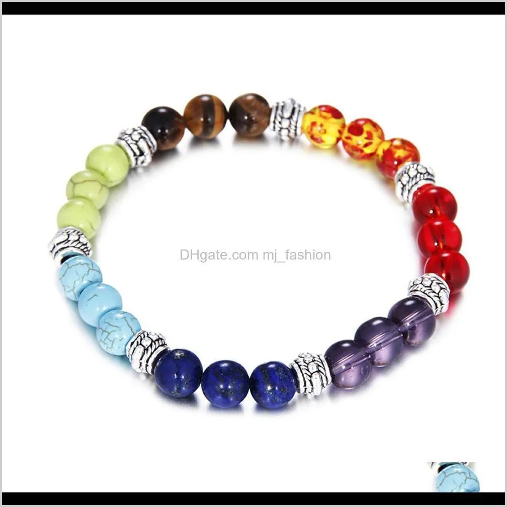 chakra reiki bracelet energy quartz bracelets healing balance beads women fashion jewelry charms bracelets beaded 0696